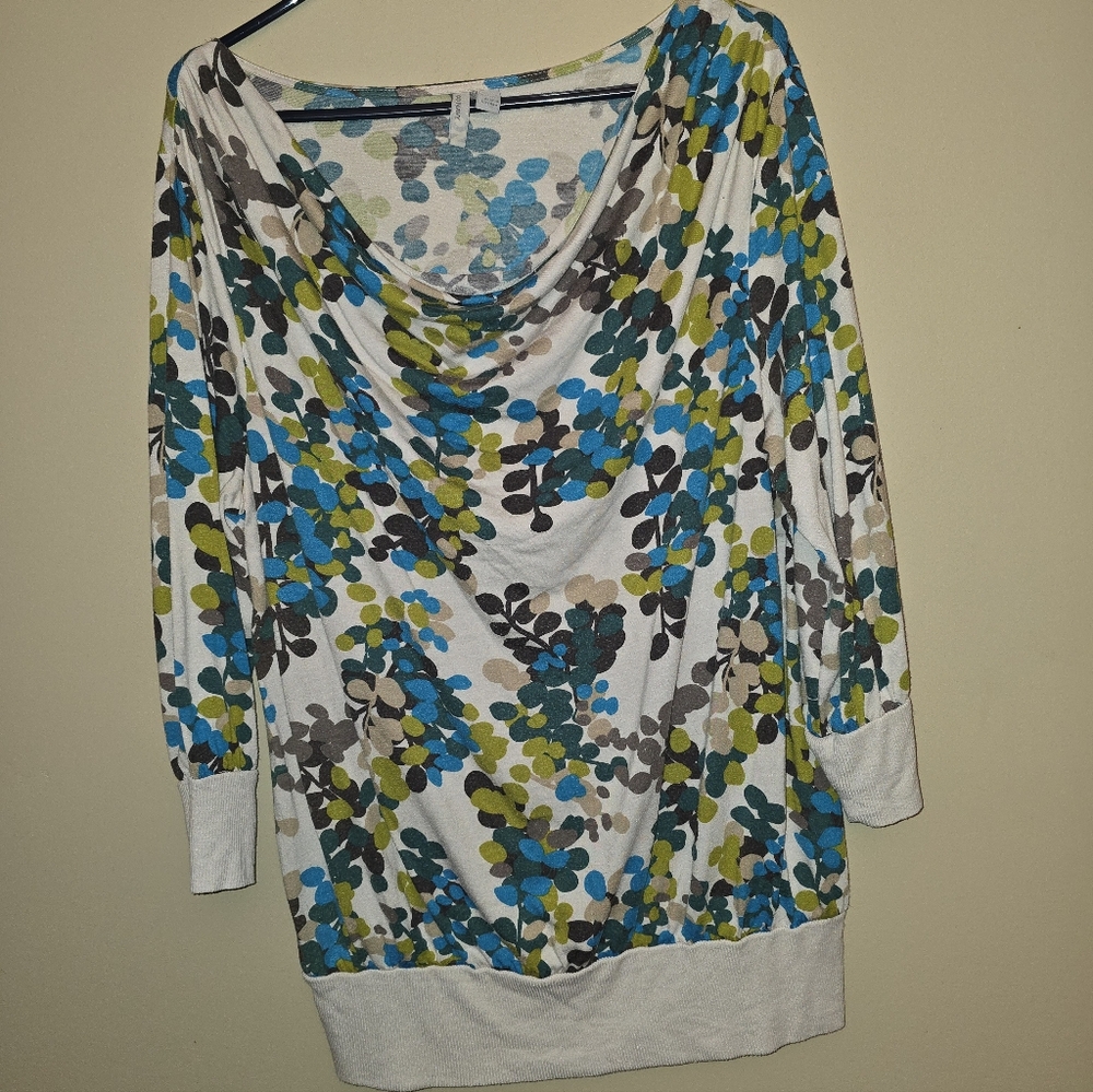Floral Print Cowl Neck Top
